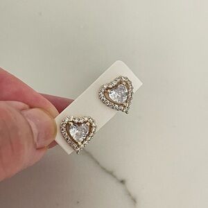 18k Gold Filled CZ Diamond Heart Earrings
